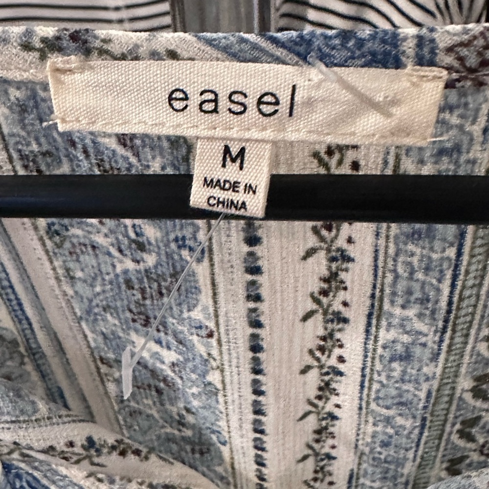 Easel Teal Blue Boho Blouse- Medium - Picture 4 of 4